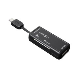 ミヨシ SD／microSDカードリーダライター機能付きUSBホストアダプタ SCR-SDH02／BK