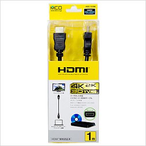 ミヨシ　イーサネット対応ハイスピードHDMIケーブル　1m　HDC-10/BK