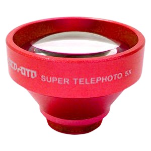 ルーメン　クリップ固定式5倍望遠レンズ　レッド　LM-SMSTELE-RD