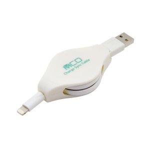 ミヨシ　ライトニングコネクタ付巻き取り式USBケーブル　1m　SLC-R10/WH