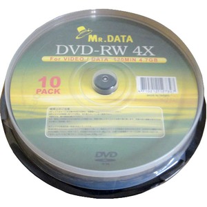 データ用DVD-RW 4.7GB 4倍速 10枚入 DVD-RW47-4X10PS×20P　【20個セット】  