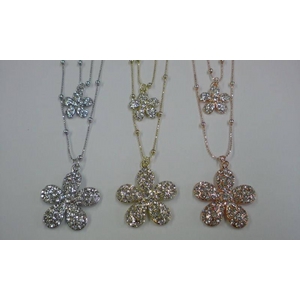ADORRO(アドルノ) フラワー2連風ネックレス ピンクゴールド