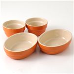 Le Creuset(ルクルーゼ) オーバルディシュ&ラムカン 各2計4点セット タンジェリン