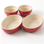 Le Creuset(ルクルーゼ) オーバルディシュ&ラムカン 各2計4点セット アップル