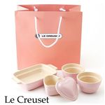 Le Creuset(ル･クルーゼ) ストーンウェア ギフトバッグ入り 4点セット ベイビーピンク