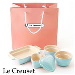 Le Creuset(ル･クルーゼ) ストーンウェア ギフトバッグ入り 4点セット サテンブルー