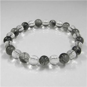 ブラックルチル＆水晶ブレス(8mm)