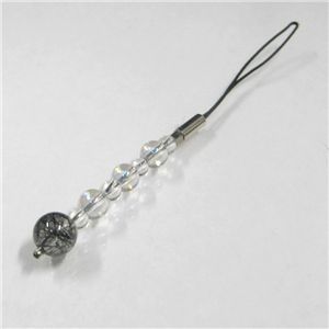 ブラックルチル×レインボー水晶ストラップ