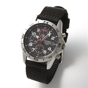 SEIKO（セイコー） メンズ クロノグラフブレスウォッチ SND399P ブラックミリタリー