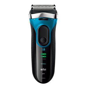 電気シェーバー（ブラウン シリーズ3） 完全防水/水洗い可/くせヒゲトリマー【BRAUN（ブラウン）】ブラック＆ブルー 3080S-B