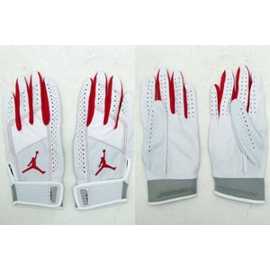 メジャーリーガー愛用♪ NIKE（ナイキ） 一般用バッティング手袋 両手用 ジョーダンロゴ入りモデル L ホワイト×レッド(104)