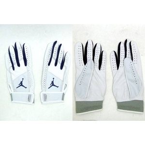 メジャーリーガー愛用♪ NIKE（ナイキ） 一般用バッティング手袋 両手用 ジョーダンロゴ入りモデル M ホワイト×ネイビー(128)