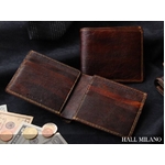 HALL MILANO(ハルミラノ) ラムレザー2つ折り財布(小銭入れなし) ダークブラウン