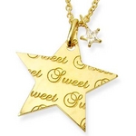 me. 【95-0191】メッセージネックレス・スター　Sweet＆Happy（YellowGoldコーティング）  TJ201002067ME