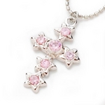 Beji(ベジ) star cross/ネックレス/Spakle Silver×Pink Star【czダイヤ】