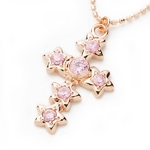 Beji(ベジ) star cross/ネックレス/Natural Pink×Pink Star【czダイヤ】【網戸もえさん着用】