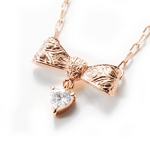 Beji(ベジ) ribbon type/ネックレス/Natural Pink×White Stone【czダイヤ】