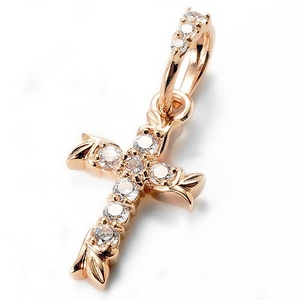 LION HEART(ライオンハート) PLUMERIA/Plumeria Cross Pendant/ペンダントトップ ピンクゴールド