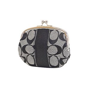COACH（コーチ） OUTLET コーチ　 シグネチャーストライプ フレームド コインパース /がま口財布　F61784SBWBK
