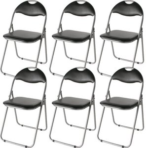 折りたたみパイプ椅子 【6脚入り/1セット】 スチール 背もたれ付き ［会議用椅子/ミーティングチェア］ IK-0102