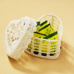 レースバスケット(蓋付きバスケット) 【3個入り/1セット】 コットン/樹脂コーティング ［インテリア雑貨］ EF-1483