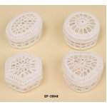 レースバスケット(蓋付きバスケット) 【4個セット】 コットン/樹脂コーティング ［インテリア雑貨］ EF-20048
