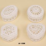 レースバスケット(蓋付きバスケット) 【4個セット】 コットン/樹脂コーティング ［インテリア雑貨］ EF-1326