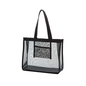 メッシュバッグ 底面下敷き/ポケット付き 幅35cm×マチ10cm×高25cm MB-3528 BK ブラック（黒）
