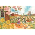 《情景画》おままごと（坂道なつ）〔アクリル画・水彩画〕