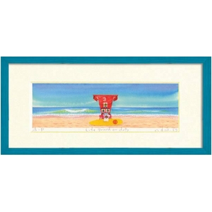 《水彩画・アートフレーム》Harumi Kurinoki-BL-RL Life guard on duty(栗乃木ハルミ)