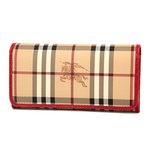 BURBERRY（バーバリー） ヘイマーケットチェック 3910027 長財布 ブライトローズ ベージュ/レッド