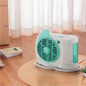 マイナスイオン発生機能付!水の気化熱を利用した涼風!ツインバード コンパクト冷風扇 EF-4982GR【訳ありアウトレット品】