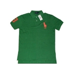 POLO Ralph Lauren(ポロ ラルフローレン) ビッグポニーポロシャツ(半袖) カスタムフィット グリーン×オレンジ Lサイズ