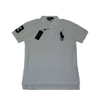 POLO Ralph Lauren(ポロ ラルフローレン) ビッグポニーポロシャツ(半袖) カスタムフィット ホワイト×ネイビー Lサイズ