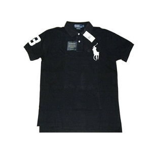 POLO Ralph Lauren(ポロ ラルフローレン) ビッグポニーポロシャツ(半袖) カスタムフィット ブラック×ホワイト Lサイズ