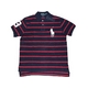 POLO Ralph Lauren(ポロ ラルフローレン) ビッグポニーストライプポロシャツ(半袖) カスタムフィット ネイビー×レッド Sサイズ