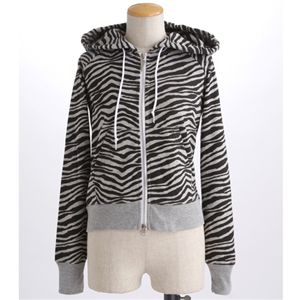 【JOYRICH】ジョイリッチ ゼブラパーカー grayS