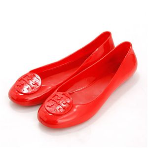 Tory Burch(トリーバーチ) ラバー バレエパンプス  レッド 7(24.0cm相当)