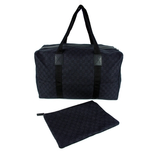 【アウトレット】GUCCI (グッチ)GGキャンバスボストンバッグ・収納ポーチ付 105671 ブラック