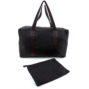 【アウトレット】GUCCI (グッチ)GGキャンバスボストンバッグ・収納ポーチ付 105671 ブラウン