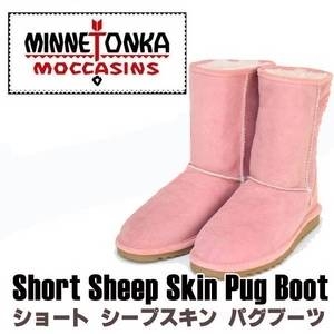 MINNETONKA（ミネトンカ） US:6（23～23.5センチ相当） SHORT SHEEPSKIN PUG BOOT ミネトンカ ショートシープスキンパグブーツ