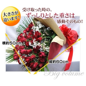 還暦・還暦祝い60本赤バラ花束 かすみ草付き