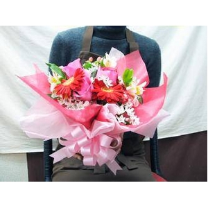 花瓶いらずの花束（生花）万能ブーケ　全高約23cm