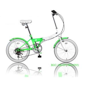 HEAVENs カラフル折り畳み自転車 20インチ 6段変速 BGC-106-GR グリーン