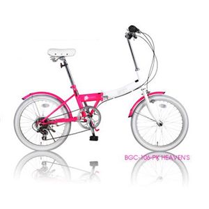 HEAVENs カラフル折り畳み自転車 20インチ 6段変速 BGC-106-PK ピンク