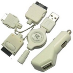 Rix（リックス） 車載 （DC） +USB充電器 （巻取り式、最長約72cm） FOMA/SoftBank/AU/DoCoMo mova/SoftBank PDC用 （ホワイト） RX-JUC506WH 【2個セット】