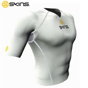SKINS(スキンズ) SPORT ショートスリーブトップ ホワイト×グレー B10005004 L