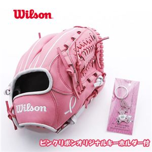 WILSON（ウィルソン） ベア ピンクリボンGLOVE オリジナルキーホルダー付き ピンク