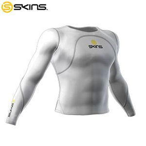 SKINS(スキンズ) CROM ロングスリーブトップ ホワイト×グレー B10005054 XSサイズ