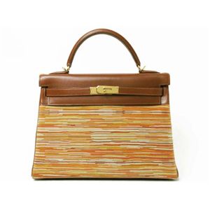 【中古SA】HERMES（エルメス） バッグ ケリー32 内 ヴィブラート ブラウン ゴールド金具